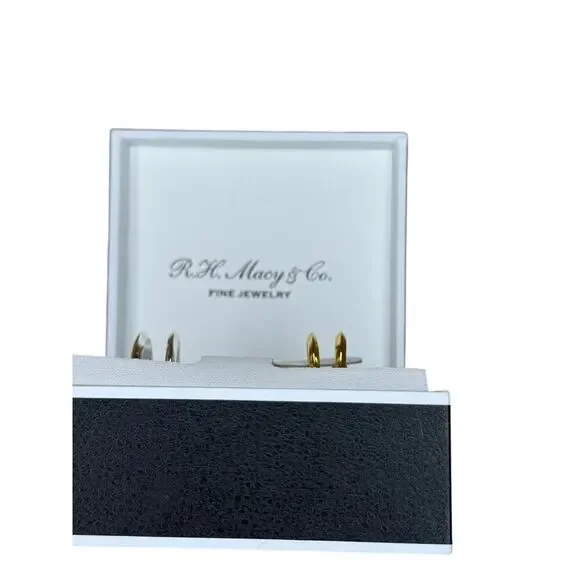 R.H. Macy & Co Sterling Silver Hoop Earrings Set Two-Tone NWT - Picture 2 of 3